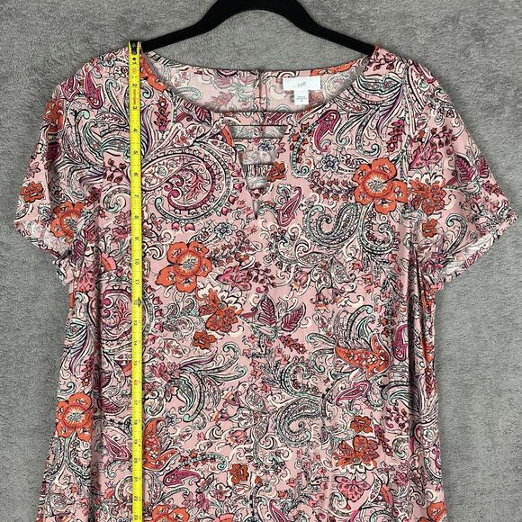 J Jill Maxi Dress Women Medium Pink Paisley Floral Boho Flowy Vacation Coastal - Picture 11 of 12